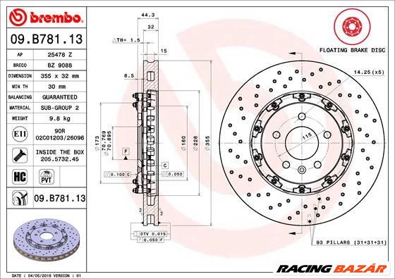 Opel Astra J GTC első féktárcsa BREMBO 1. kép