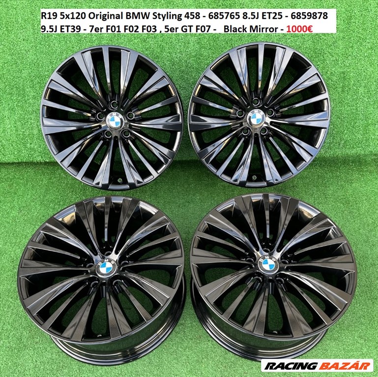 R19 5x120 Original BMW Styling 458 - 7er F01 F02 F03 , 5er GT F07  kétszéles gyári felnik 1. kép