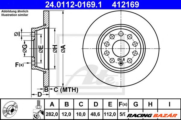 ATE 24.0112-0169.1 - féktárcsa AUDI SEAT SKODA VW 1. kép