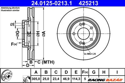 ATE 24.0125-0213.1 - féktárcsa HYUNDAI KIA