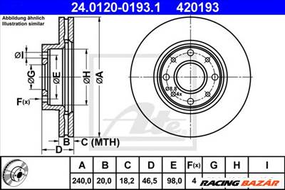 ATE 24.0120-0193.1 - féktárcsa FIAT