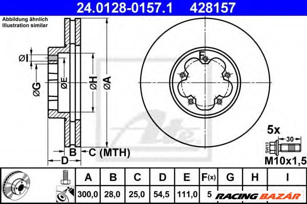 ATE 24.0128-0157.1 - féktárcsa FORD 1. kép