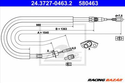 ATE 24.3727-0463.2 - Kézifék bowden MERCEDES-BENZ