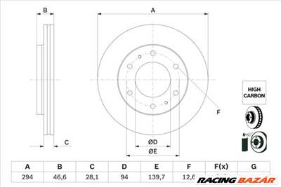 BOSCH 0 986 479 E93 - féktárcsa FIAT