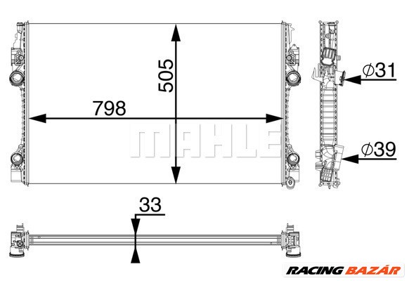 MAHLE CR 1163 000P - Vízhűtő (Hűtőradiátor) PORSCHE 1. kép