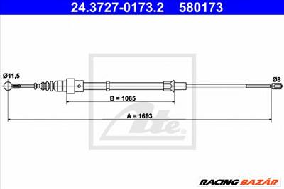 ATE 24.3727-0173.2 - Kézifék bowden AUDI SEAT SKODA VW