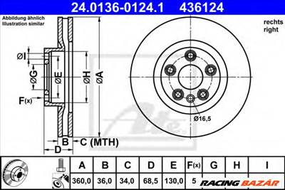 ATE 24.0136-0124.1 - féktárcsa PORSCHE VW