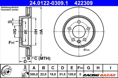 ATE 24.0122-0309.1 - féktárcsa VW