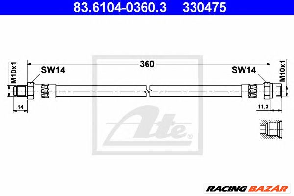 ATE 83.6104-0360.3 - fékcső BMW MERCEDES-BENZ 1. kép