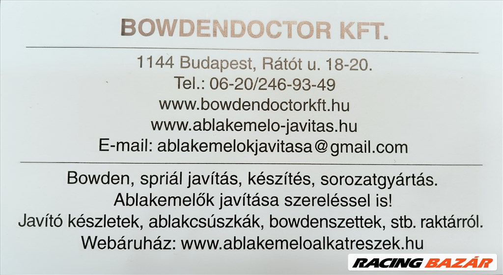 Mindenféle bowden és meghajtó spirál javítás és készítés minta szerint!www.bowdendoctorkft.hu 58. kép