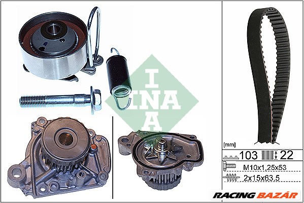 INA 530 0505 31 - Vízpumpa + fogasszíj készlet HONDA 1. kép