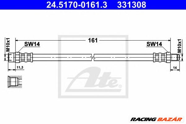 ATE 24.5170-0161.3 - fékcső AUDI SEAT VW 1. kép