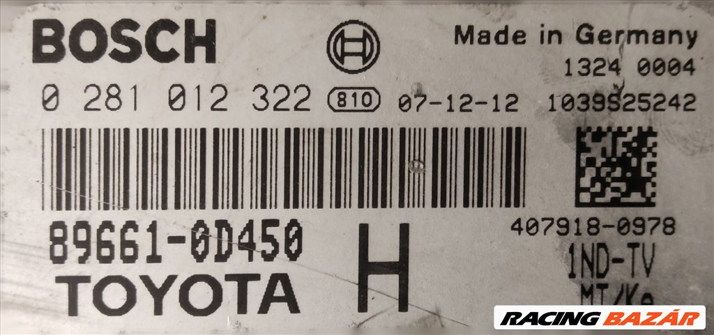 Toyota Yaris 2005-2011 1,4 Diesel motorvezérlő 0281012322 , 89661-0D450 3. kép