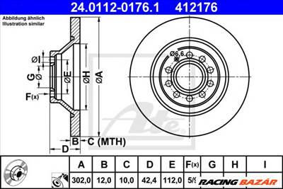 ATE 24.0112-0176.1 - féktárcsa AUDI
