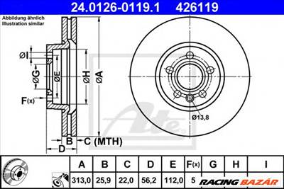 ATE 24.0126-0119.1 - féktárcsa FORD SEAT VW