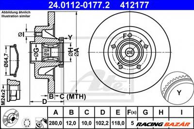 ATE 24.0112-0177.2 - féktárcsa NISSAN OPEL RENAULT VAUXHALL