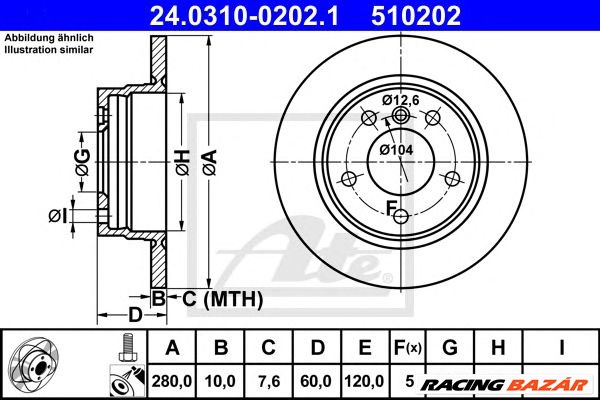 ATE 24.0310-0202.1 - féktárcsa BMW 1. kép