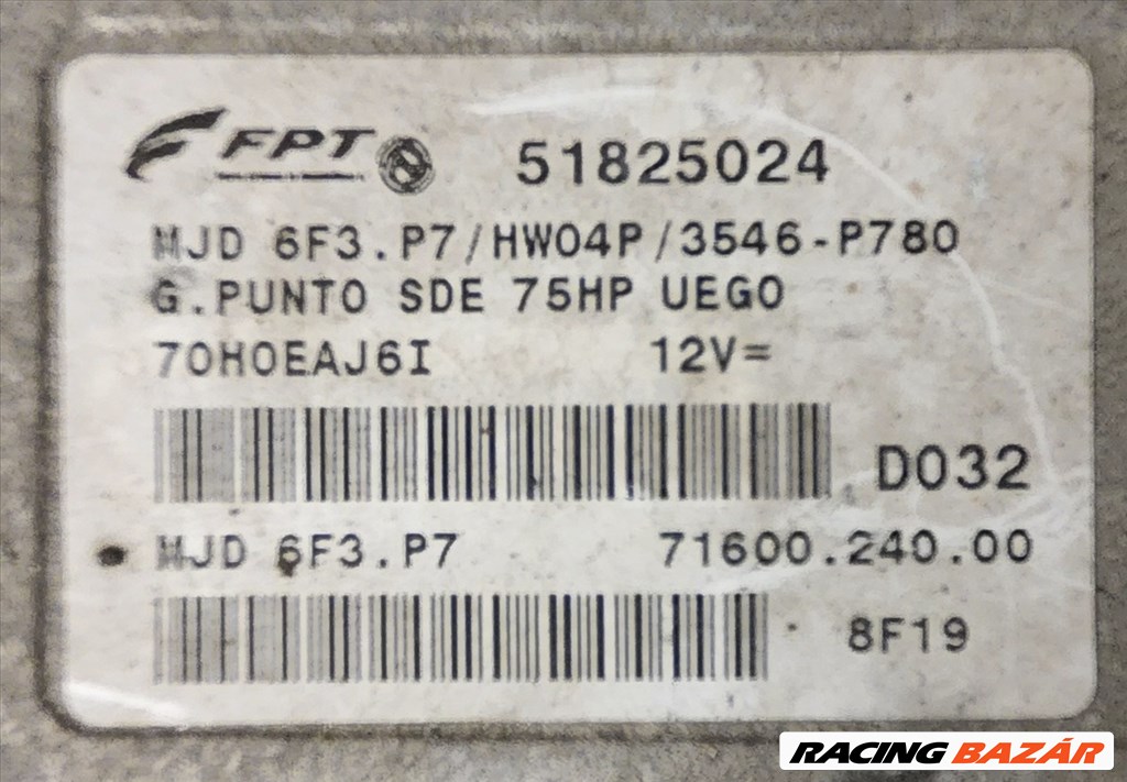 Fiat Grande Punto 1,3 16v Mjet motorvezérlő 51825024 2. kép
