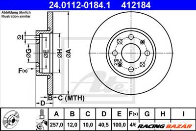 ATE 24.0112-0184.1 - féktárcsa FIAT OPEL VAUXHALL