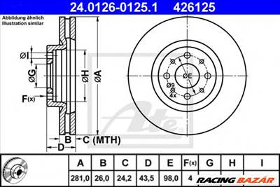 ATE 24.0126-0125.1 - féktárcsa ALFA ROMEO CHRYSLER FIAT LANCIA