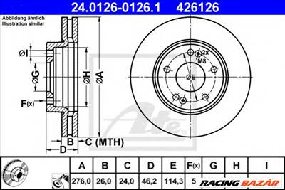 ATE 24.0126-0126.1 - féktárcsa HYUNDAI