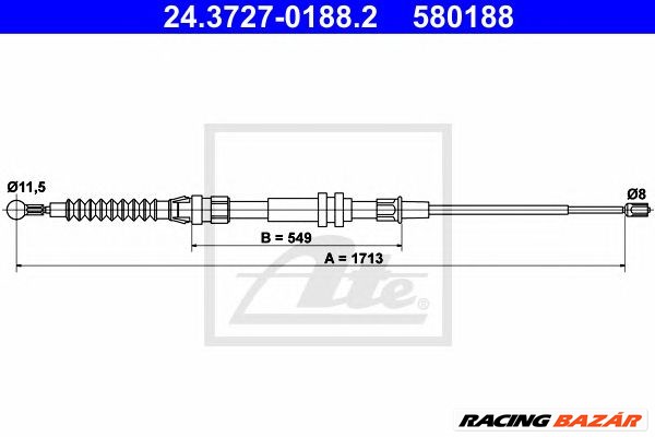 ATE 24.3727-0188.2 - Kézifék bowden VW 1. kép