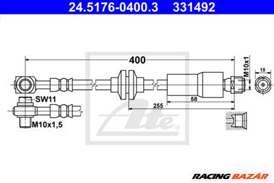 ATE 24.5176-0400.3 - fékcső CHEVROLET OPEL VAUXHALL