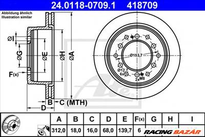 ATE 24.0118-0709.1 - féktárcsa LEXUS TOYOTA