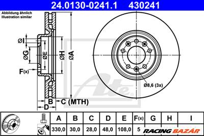 ATE 24.0130-0241.1 - féktárcsa CITROËN DS OPEL PEUGEOT VAUXHALL