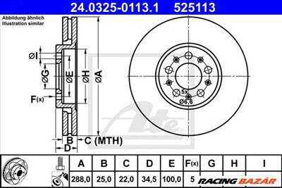 ATE 24.0325-0113.1 - féktárcsa AUDI SEAT SKODA VW