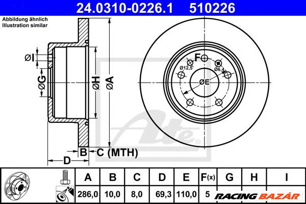 ATE 24.0310-0226.1 - féktárcsa CHEVROLET OPEL SAAB VAUXHALL 1. kép