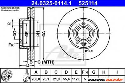 ATE 24.0325-0114.1 - féktárcsa FORD SEAT VW