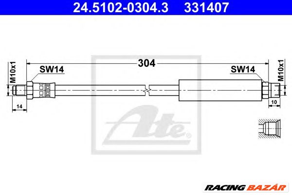 ATE 24.5102-0304.3 - fékcső BMW 1. kép