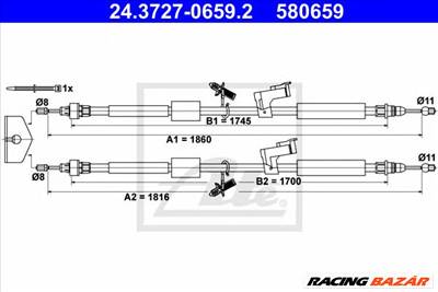 ATE 24.3727-0659.2 - Kézifék bowden FORD