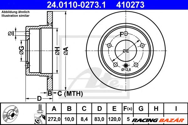 ATE 24.0110-0273.1 - féktárcsa BMW 1. kép