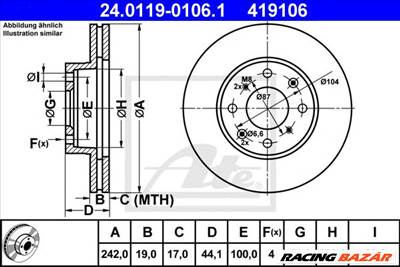 ATE 24.0119-0106.1 - féktárcsa ACURA HONDA