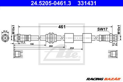 ATE 24.5205-0461.3 - fékcső FORD SEAT VW