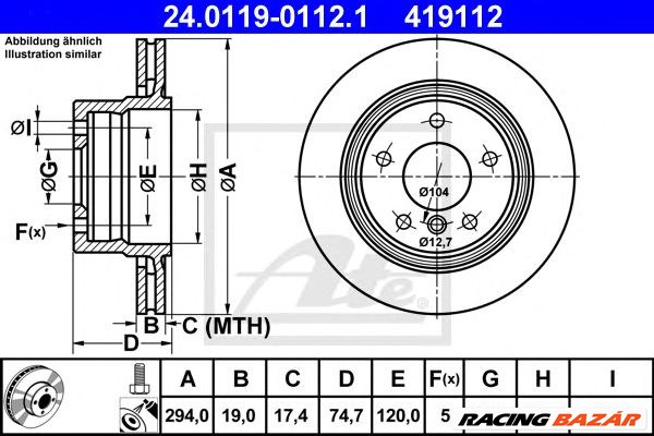 ATE 24.0119-0112.1 - féktárcsa BMW 1. kép