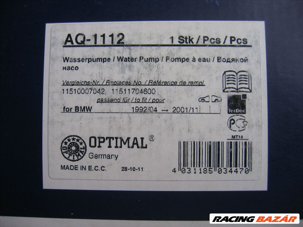 Optimal AQ-1112 vízpumpa, BMW vizpumpa 1. kép