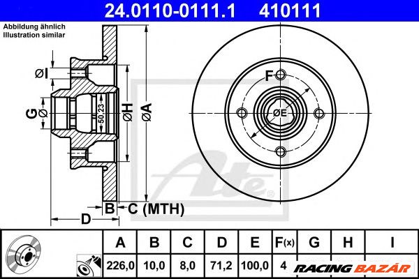 ATE 24.0110-0111.1 - féktárcsa SEAT VW 1. kép