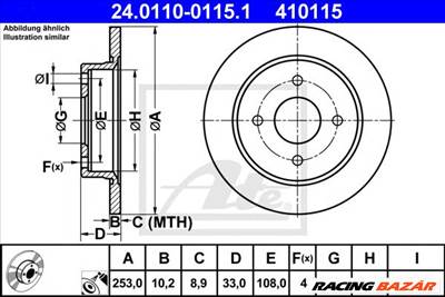 ATE 24.0110-0115.1 - féktárcsa FORD