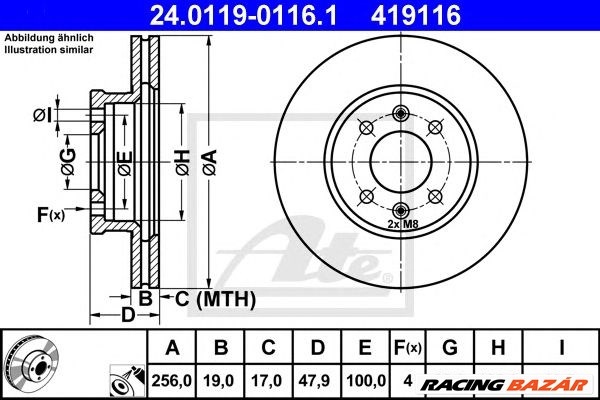 ATE 24.0119-0116.1 - féktárcsa HYUNDAI 1. kép