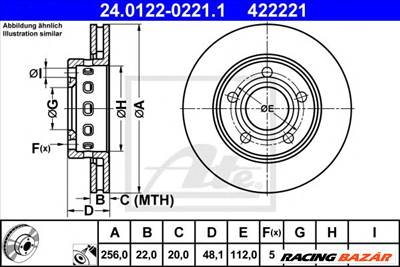 ATE 24.0122-0221.1 - féktárcsa AUDI VW