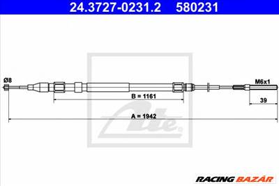 ATE 24.3727-0231.2 - Kézifék bowden BMW