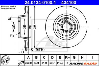 ATE 24.0134-0100.1 - féktárcsa AUDI VW