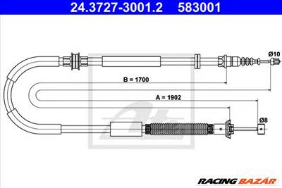 ATE 24.3727-3001.2 - Kézifék bowden CHRYSLER LANCIA