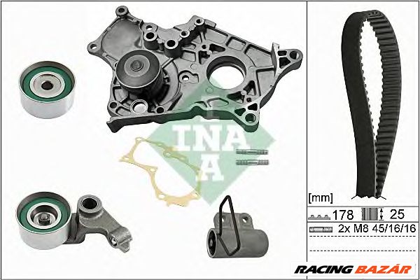 INA 530 0543 30 - Vízpumpa + fogasszíj készlet TOYOTA 1. kép