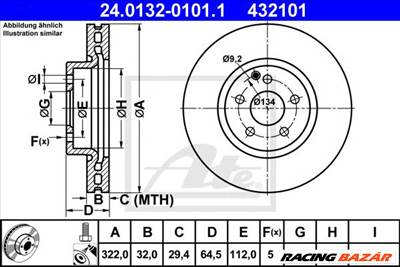 ATE 24.0132-0101.1 - féktárcsa MERCEDES-BENZ