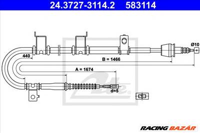 ATE 24.3727-3114.2 - Kézifék bowden HYUNDAI