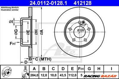 ATE 24.0112-0128.1 - féktárcsa MERCEDES-BENZ